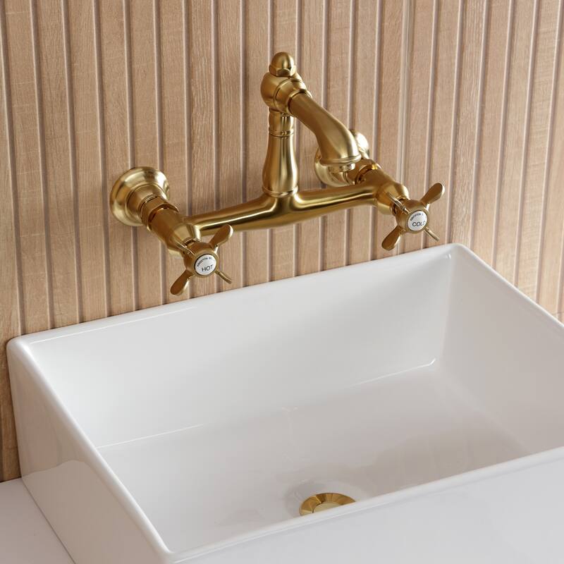 Kingston Brass Essex Two-Handle 2-Hole Wall Mount Bathroom Faucet