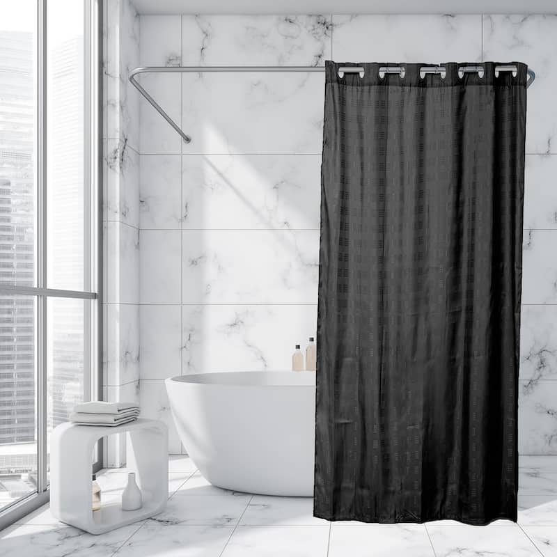 Extra Long Shower Curtain Polyester Hook Less Cubic 79"L x 71"W