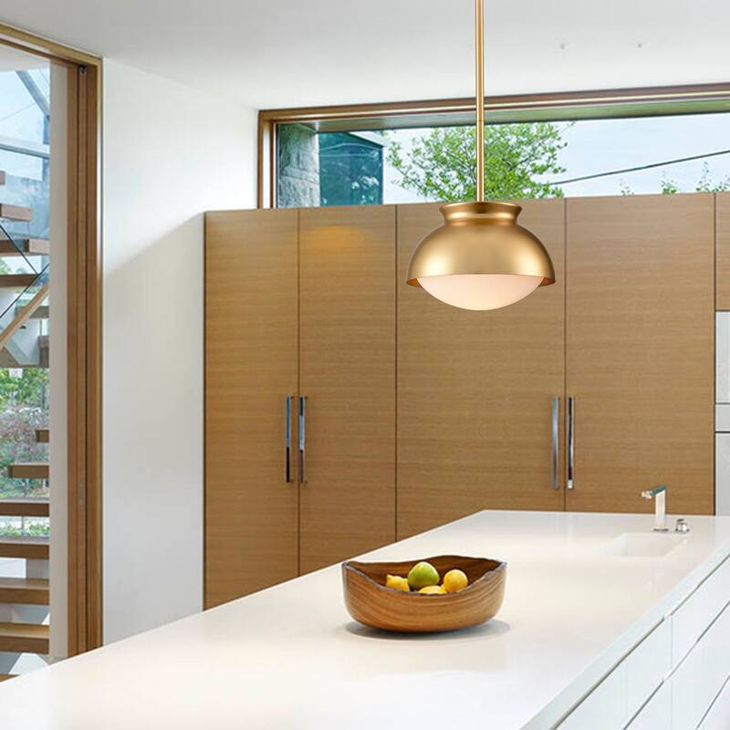 Urus Vintage Pendant Light Fixture with Milk Glass Shade