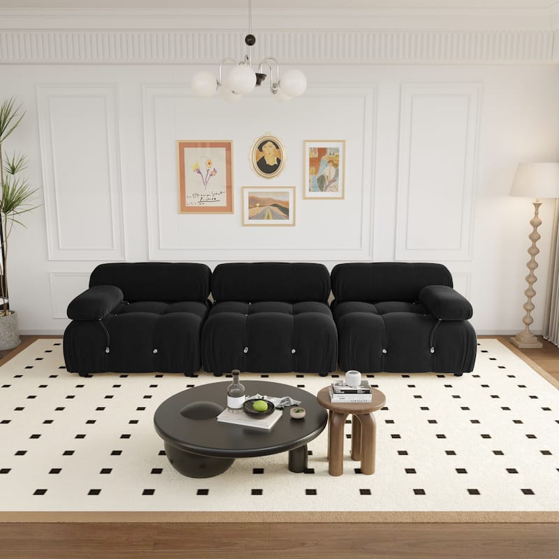 Modern Sectional Sofa Velvet Couch with 3/4 Seats.