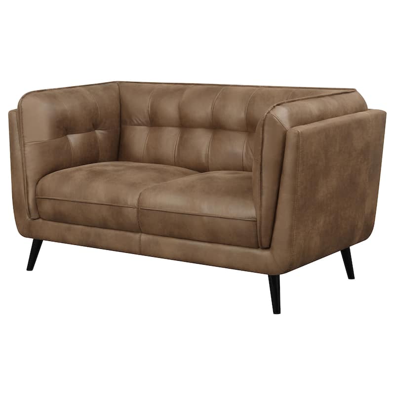 Thatcher Button Tufted Upholstered Loveseat Brown