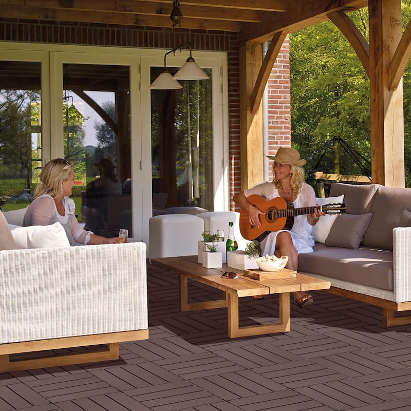 Plastic Interlocking Deck Tiles, 12.00"x12.00"(Pack of 44), Patio Flooring Outdoor Waterproof All Weather Use for Garden