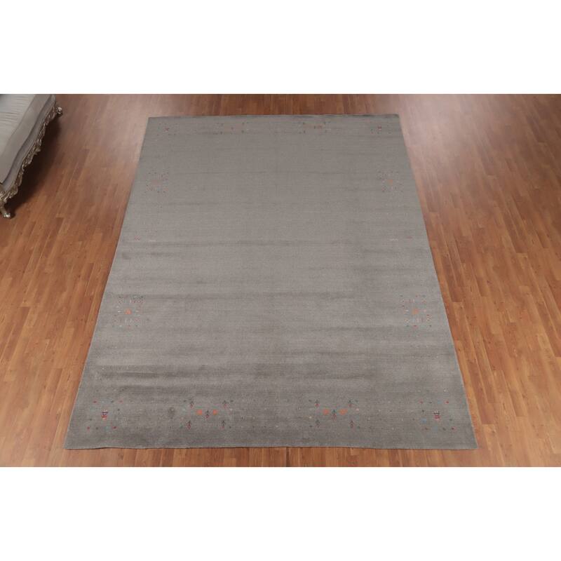 Hand Knotted Oriental 100% Wool Carpet Tribal Tribal Greys & Charcoal Gabbeh Area Rug - 12' 1'' X 9' 1''