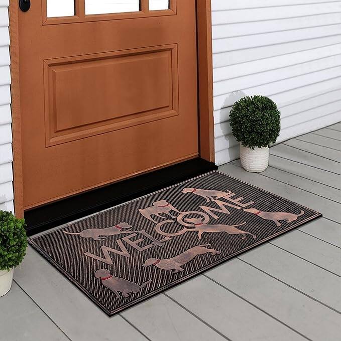 A1HC Welcome Rubber Pin Mat, Beautifully Copper Finished 18" X 30"