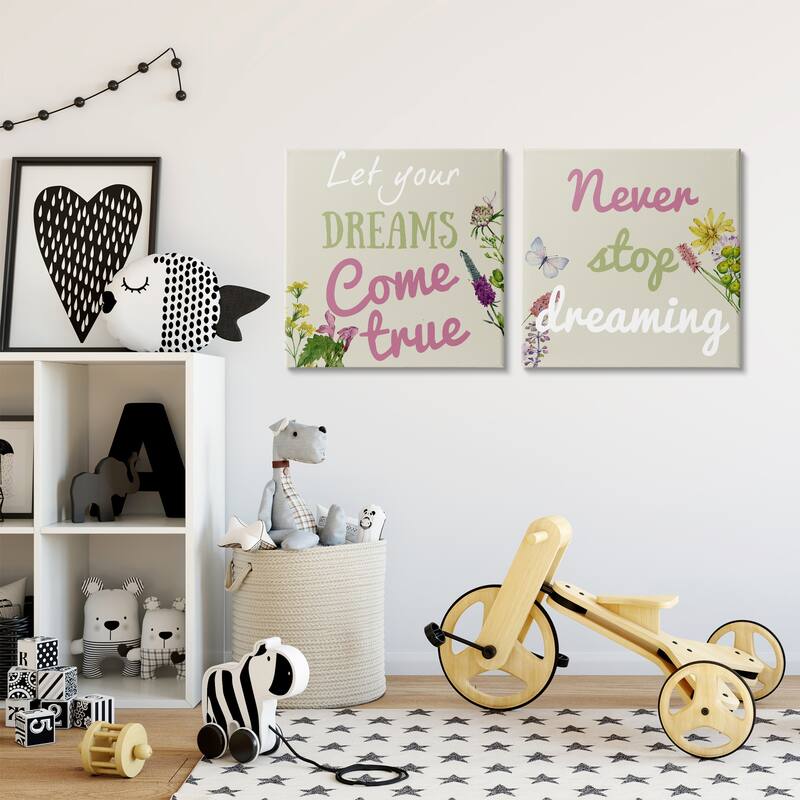 Stupell Motivational Dream Sentiments Canvas Wall Art Design By Kim Allen (Set of 2)
