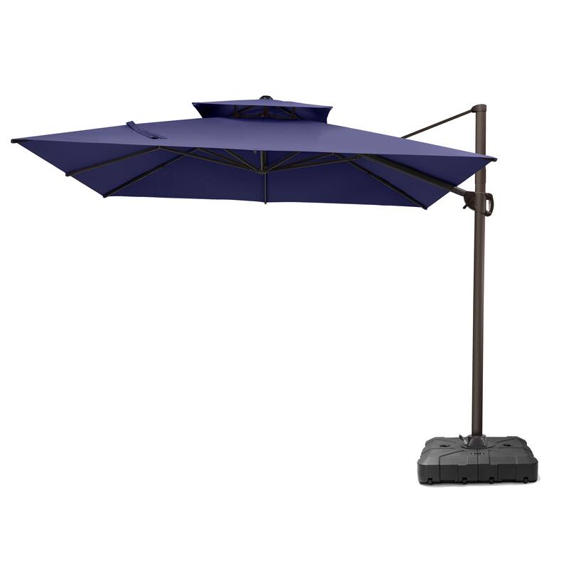 Pellebant 11X11FT Outdoor Patio Cantilever Offset 360 Degree Rotation Umbrella with HDPE Base
