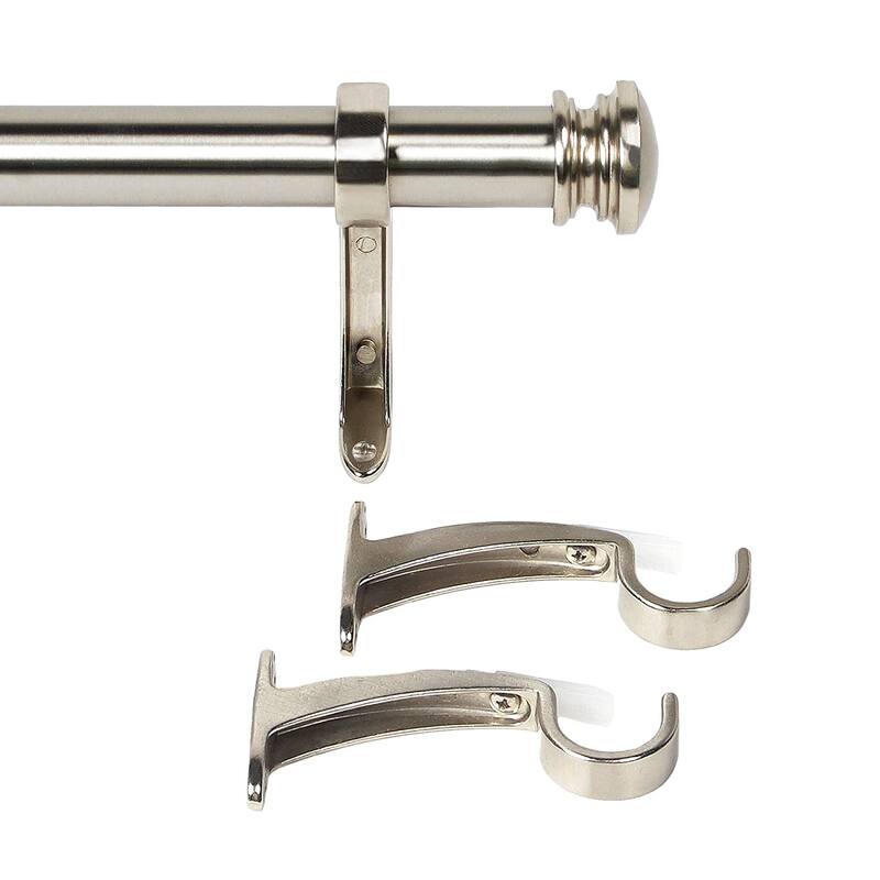 Deco Window 1 Inch Adjustable Curtain Rod for Windows & Doors Curtains with Endcap Round Finials & Brackets Set