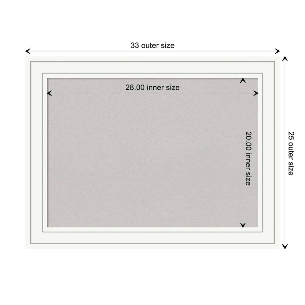 Craftsman White Wood Framed Grey Corkboard Bulletin Board - Board Size 28x20