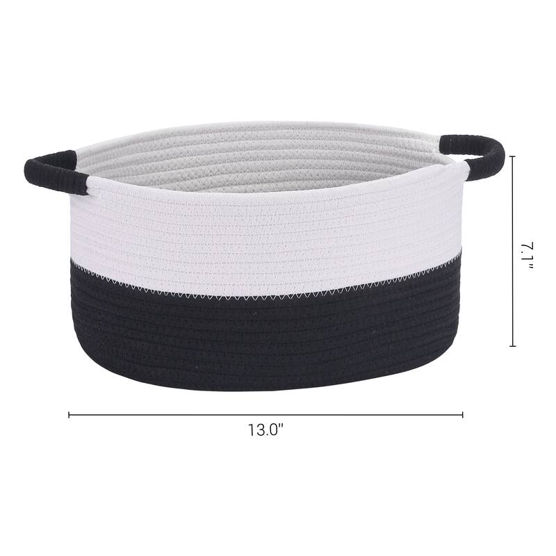 Woven Storage Basket Bin with Handles, Shelf Closet Storage Bin for Home Decor Living Room Blankets, Clothes, Shoes
