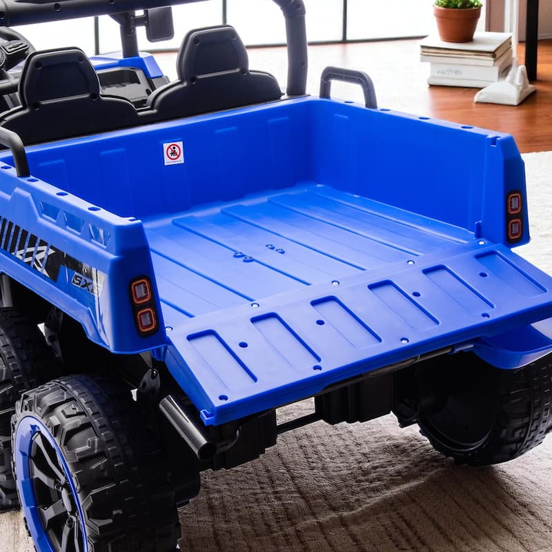 24V 2-Seater Kids Ride On 6-Wheel Dump Truck with Remote Control, 4WD, Suspension, Bluetooth Music, USB & Shovel Toy