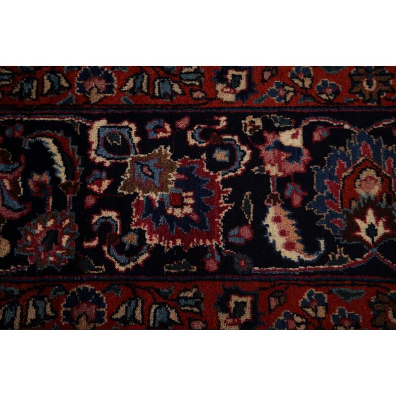 Traditional Mashad Persian Large Vintage Rug Handmade Wool Carpet - 10'0"x 16'6"