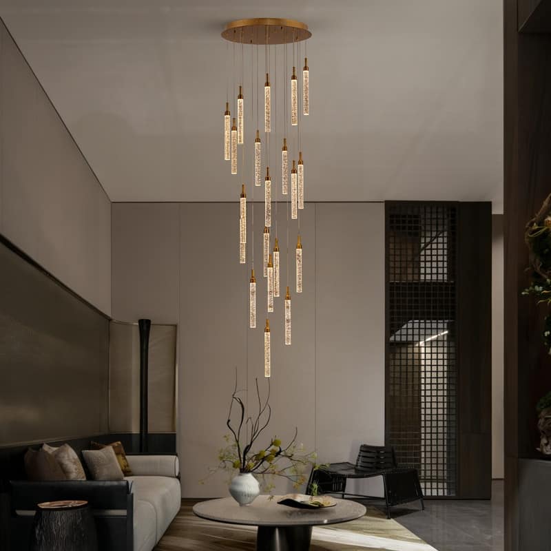 20 Lights Remote Control Dimmable LED Modern Large Hanging Pendant Light Fixture Flush Mount Chandeliers for Entryway Foyer