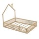 preview thumbnail 10 of 28, Full Size House Shaped Platform Bed with 12" Guardrail, Pine Wood Kids Bed Frame and Rustic Design for Bedroom, Natural Finish