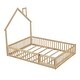 preview thumbnail 10 of 13, Natural Full Size Solid Wood House Platform Bed with Guardrail for Kids, Boys and Girls