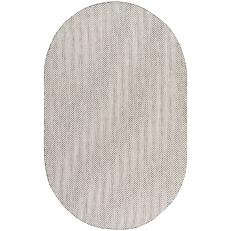 Nourison Courtyard Indoor/Outdoor Modern Geometric Area Rug - 5' x 8' Oval - Ivory/Silver