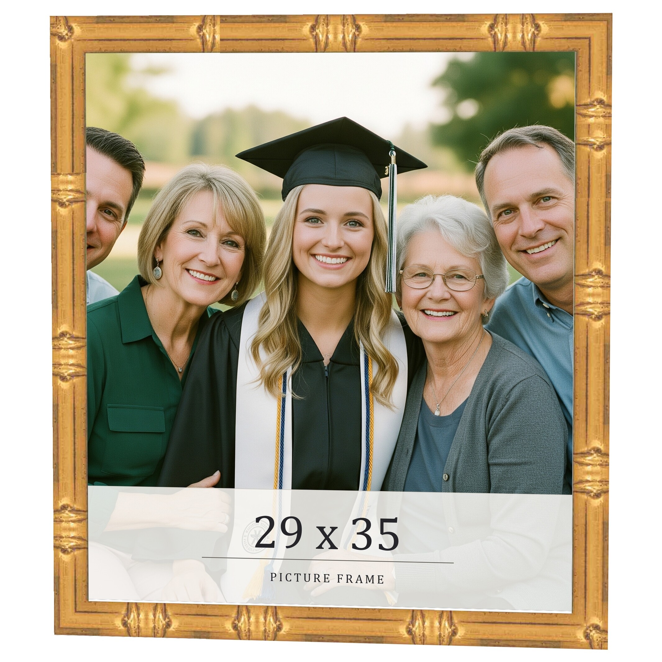 29x35 Frame Gold Bamboo Solid Wood Picture Frame | 1 Inch Moulding