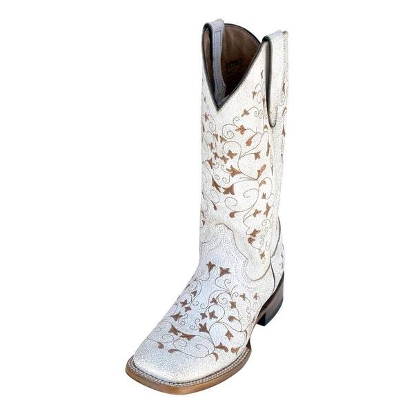 Shop Ferrini Western Boots Women Honeysuckle Block S Toe White Overstock 26437384