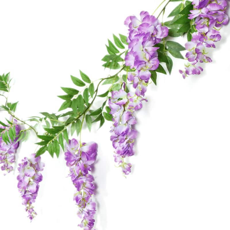 Set of 2 Lavender Artificial Wisteria Flower Garland Hanging Vine 6ft - 72" L x 6" W x 6" DP