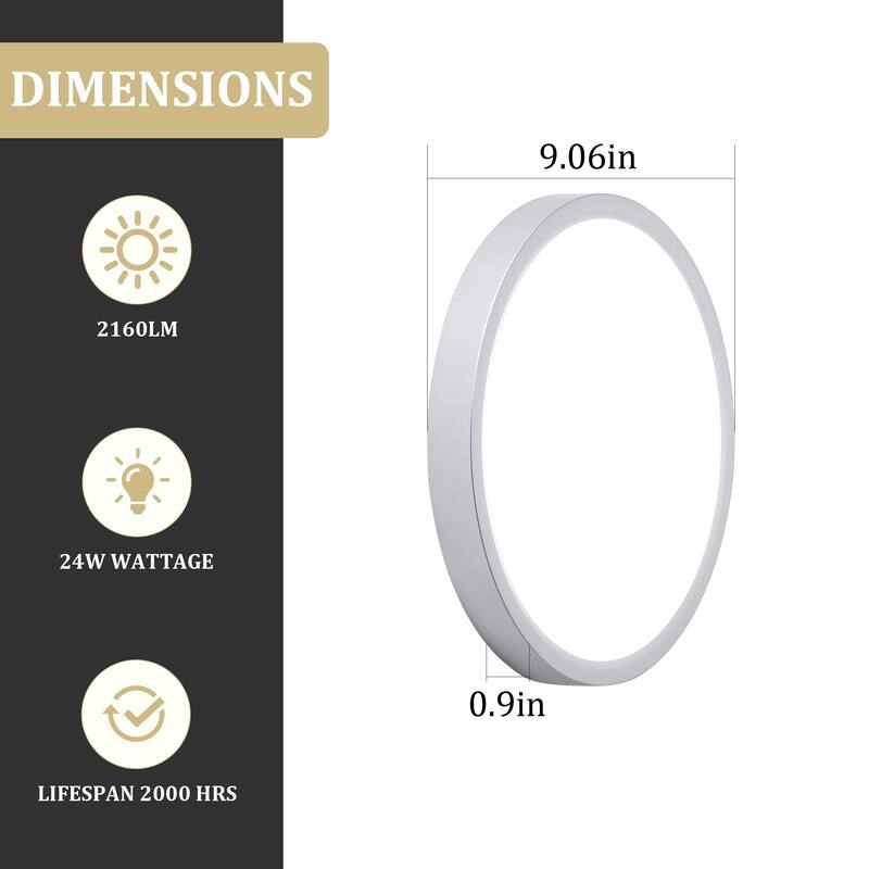 Modern 9.06-inch Round LED Flush Mount Ceiling Lighting for Hallway Bedroom