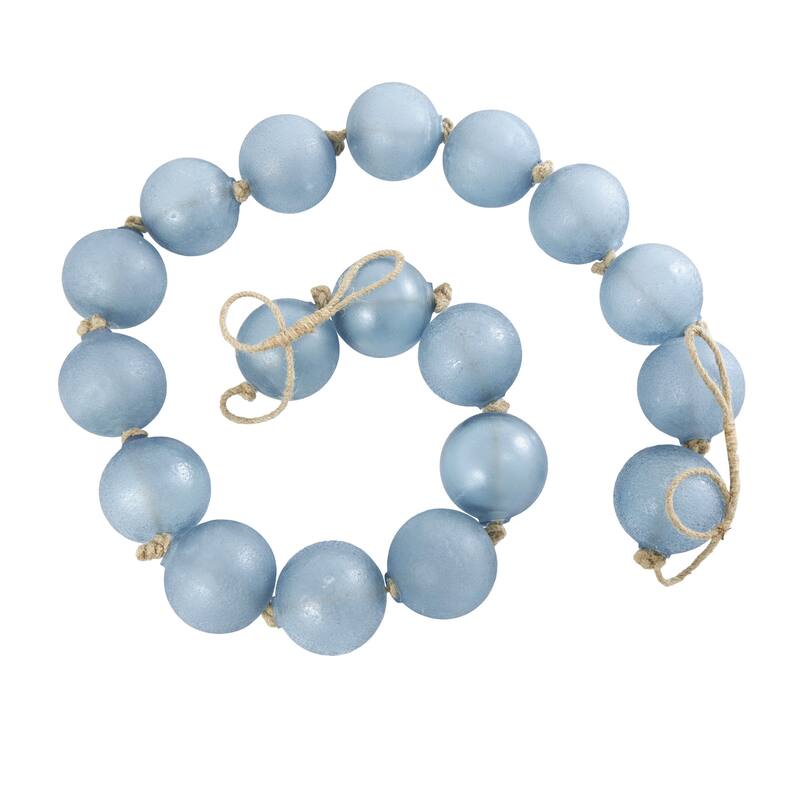 Glass Handmade Round Extra Long Frosted Orb Beaded Garland with Tassel with Knotted Jute Rope - Roche River Decor