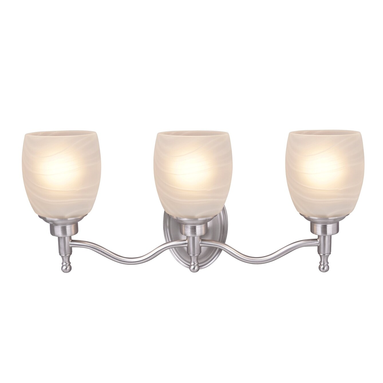 Brushed Nickel And Alabaster Glass 3 Light Bath Wall Fixture 20" 