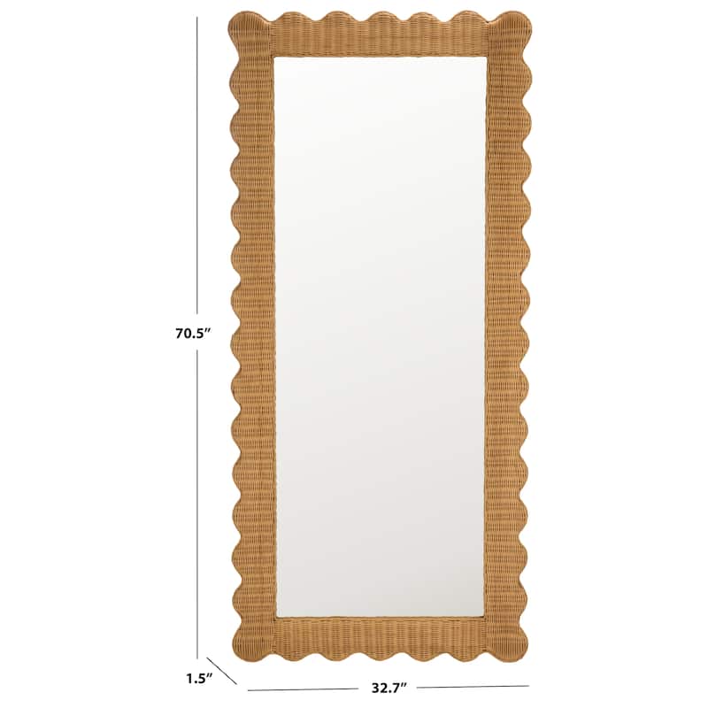 SAFAVIEH Couture Glendetta Natural 70.5-inch Large Vertical Rectangle Rattan Mirror - 32.7"W x 1.5"D x 70.5"H