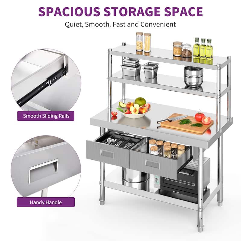 Stainless Steel 48'' L x 24.00'' W x 54.50'' H Work Tables