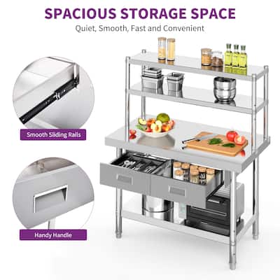 Stainless Steel 48'' L x 24.00'' W x 54.50'' H Work Tables