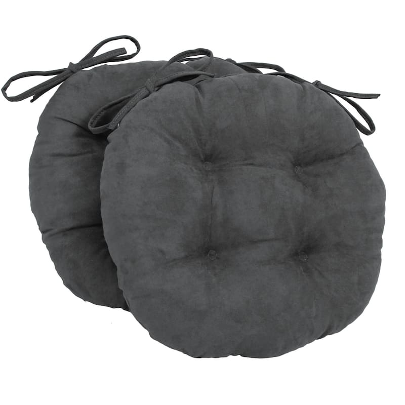 16-inch Round Indoor Microsuede Chair Cushions (Set of 2, 4, or 6) - Set of 2 - Steel Grey