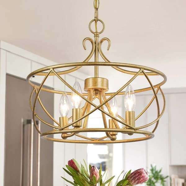 Rella Modern Gold Globe Cage Drum Chandelier Adjustable Foyer Farmhouse Pendant Light On Sale Bed Bath Beyond 30960538