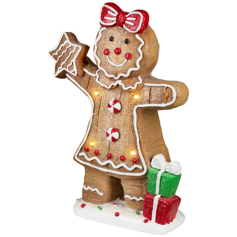 Lighted Gingerbread Cookie Girl Christmas Decoration - 14.5"