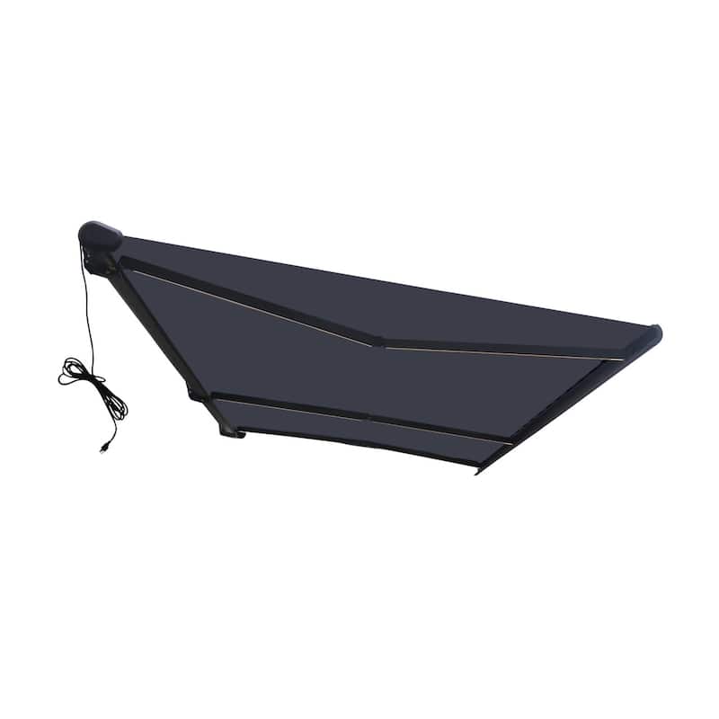 Italian Series Full Cassette Motorized Patio Awning with App + Remote - Grigio (Gray) - 14 x 10 ft