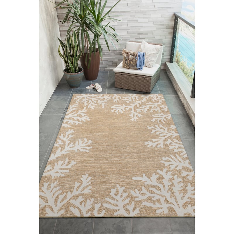 Liora Manne Capri Coral Border Indoor/Outdoor Rug - 7'6" x 9'6" - Neutral