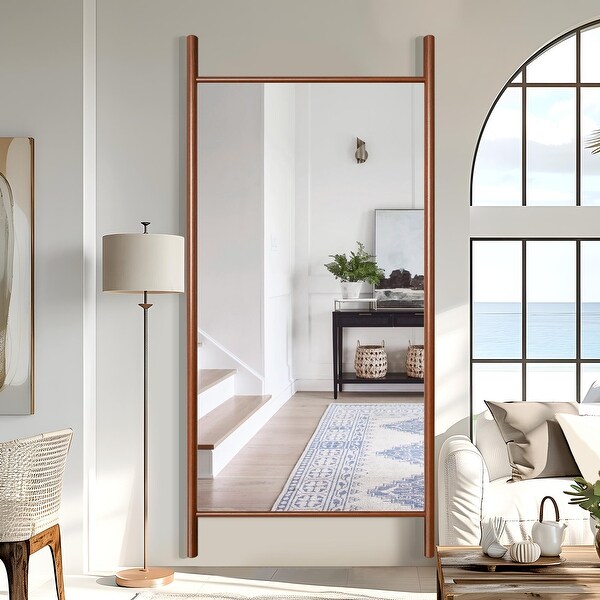 Wooden Frame Ladder-Style Wall Mirror full length mirror