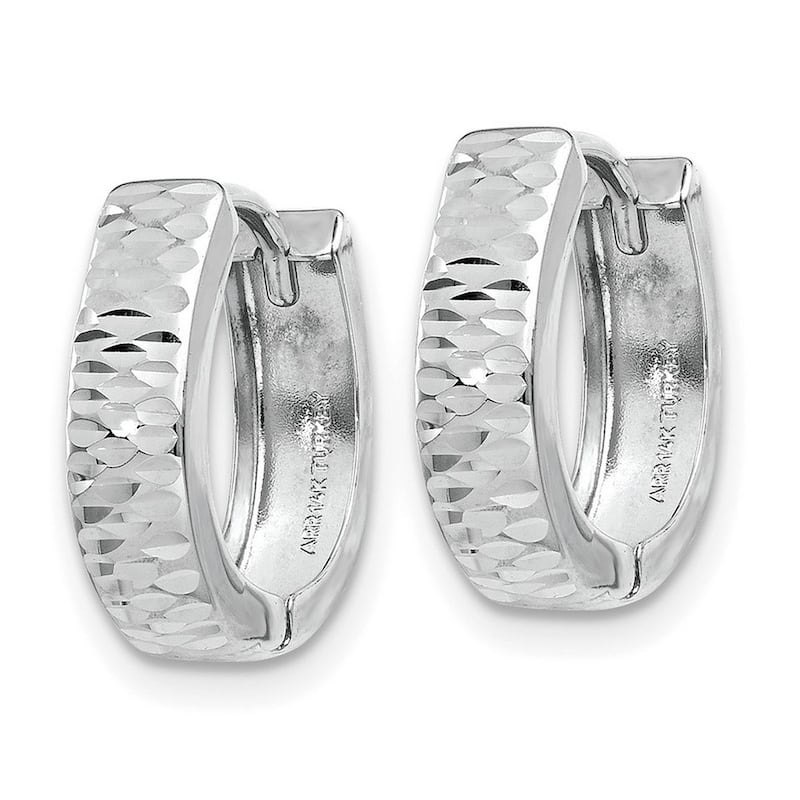 Curata 14k White Gold Textured Hinged Huggies Hoop Earrings 12x3mm