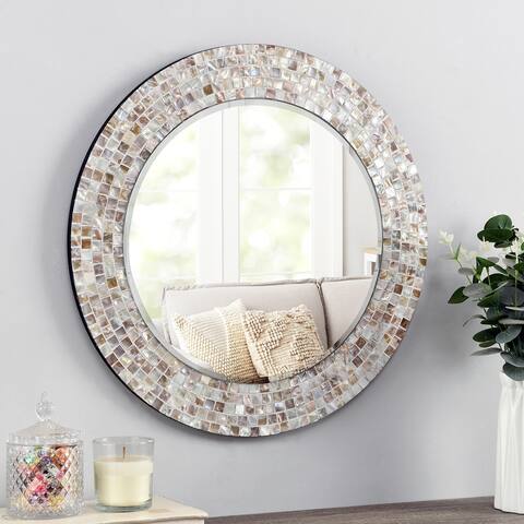 FirsTime & Co. Jasmine Pearl Mosaic Coastal Mirror, Mosaic Tiles Frame