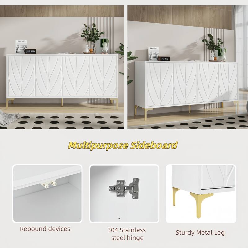 sideboard with 4 doors and metal legs