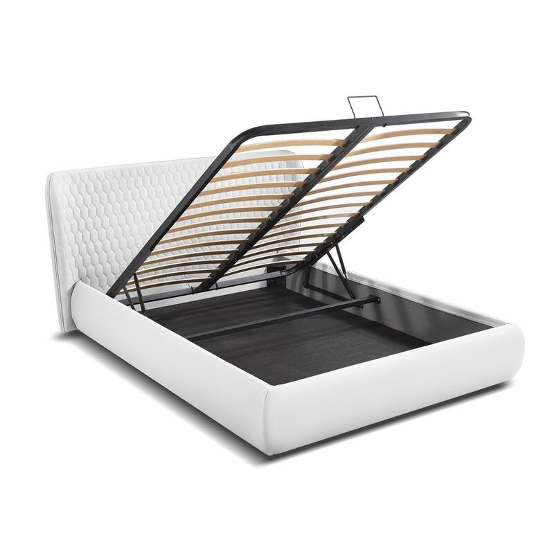 Agoura King Storage Bed in White PU Leather