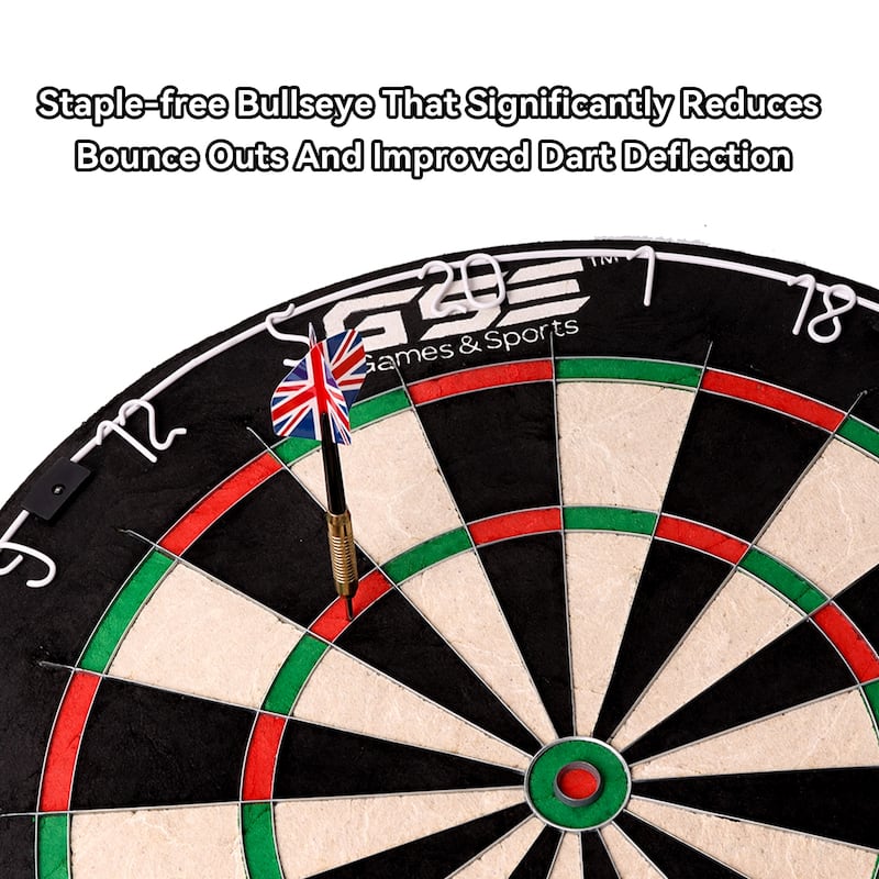GSE™ 18" Regulation Size Bristle Dart Board ONLY. Professional Official Tournament Sisal Dartboard for Steel Tip Dart - 18-Inch