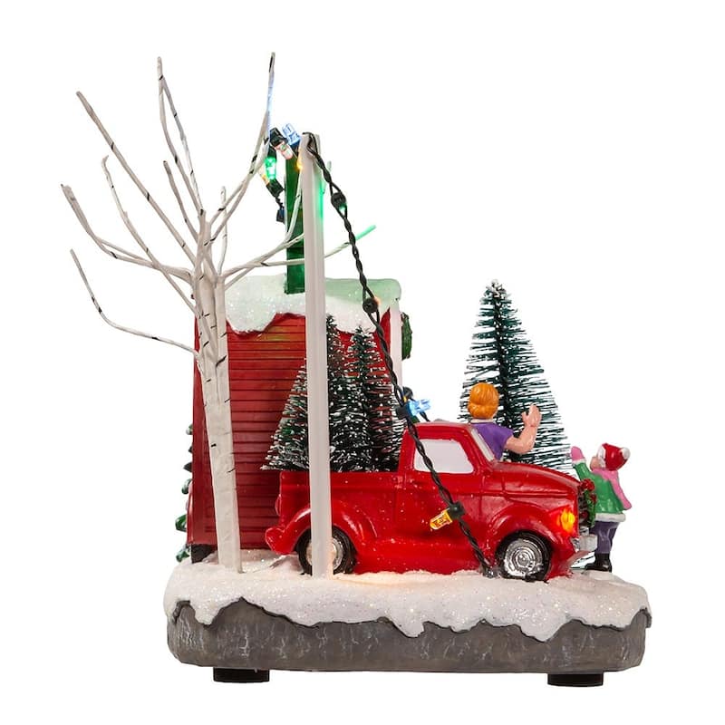 Kurt Adler 4.7-Inch Battery Operated Lighted "Christmas Trees" Village Shop