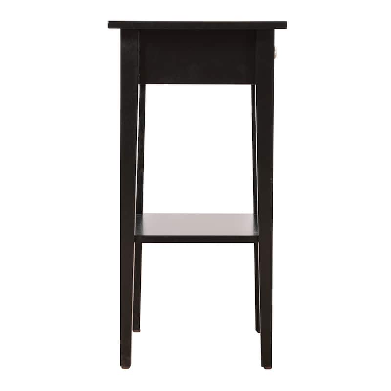 Black Nightstand 28x18x14 Contemporary Compact Bedside Table with Drawer, Durable Finish and Sleek Modern Appearance