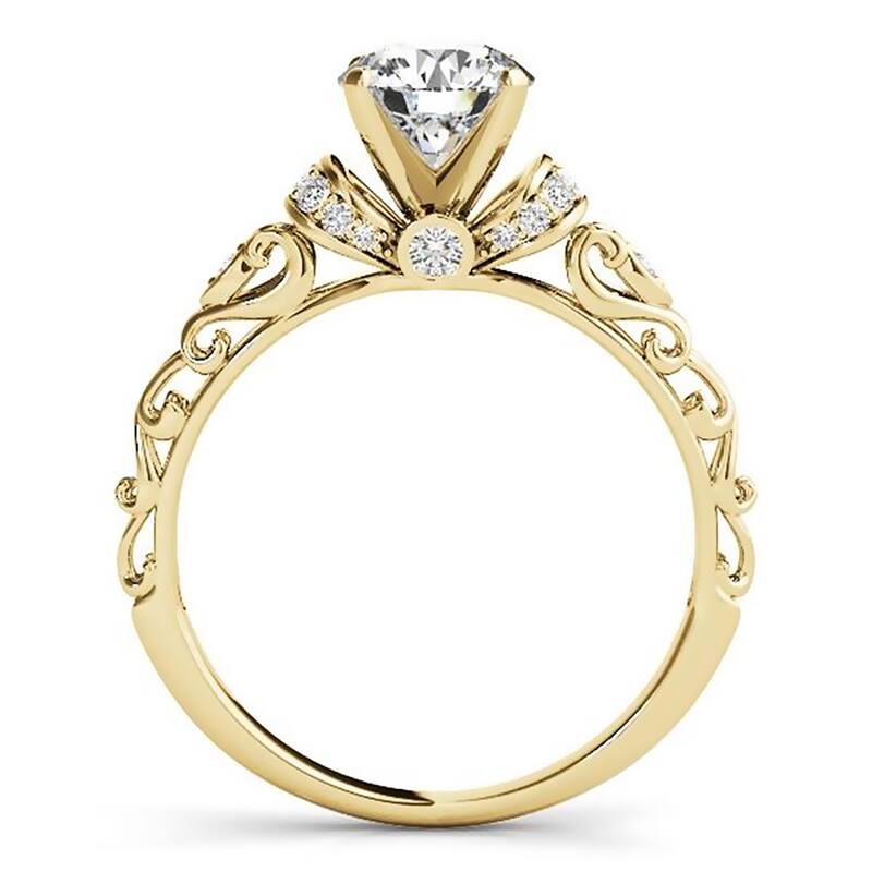 Auriya 14k Gold 1 1/2ct Moissanite and 1/8ct Diamond Engagement Ring