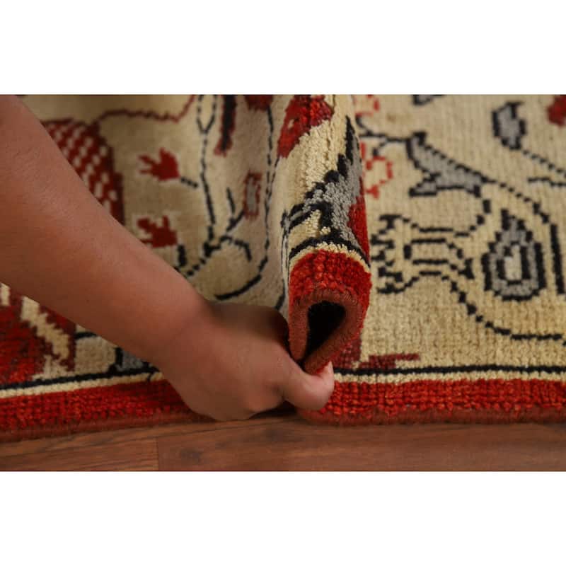 Animals Design Ziegler Area Rug Handmade Wool Carpet - 7'10" x 9'9"