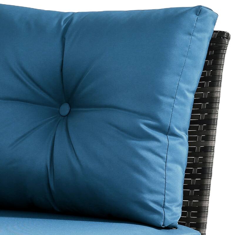 Outdoor Wicker Patio Conversation Furniture Set with Table and Cushion