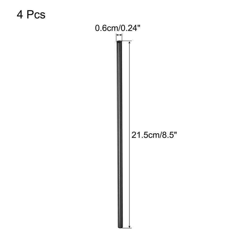 Reusable Metal Straws 4Pcs, Stainless Steel Straight Straw 8.5" Long - Black