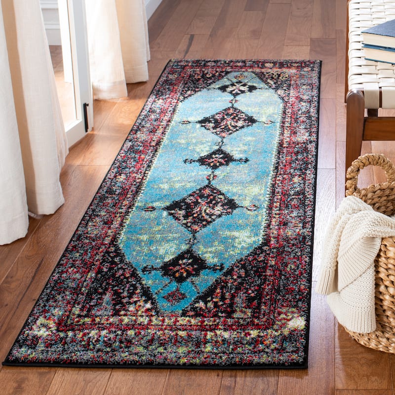 SAFAVIEH Vintage Distressed Boho Regina Akife Oriental Rug - 2'3" x 8' Runner - Red/Light Blue