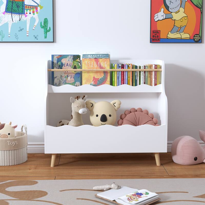Kids Bookcaes, Children Book Organizer, toy Storage Cabinet Organizer,White