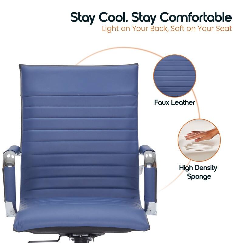 Harris High-Back Leather Executive Office Chair with Metal Frame, Adjustable Height, Tilt Lock, and Swivel for Home/Workspace