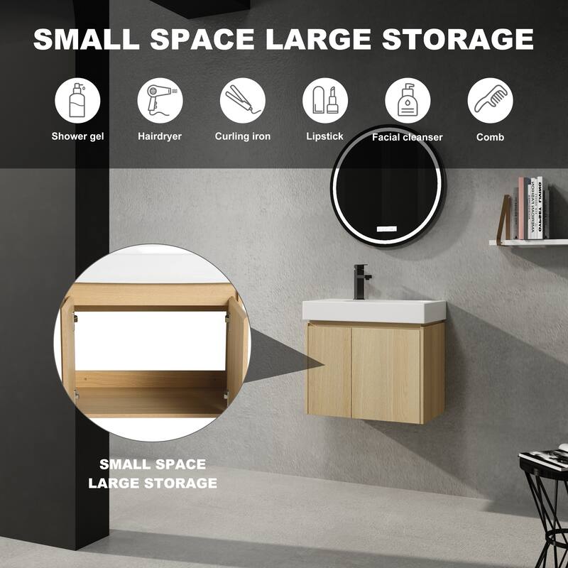 ARTCHIRLY 16/20/24/30/36 Inch Bathroom Vanity With Sink, Floating Bathroom Vanity With Soft Close Door