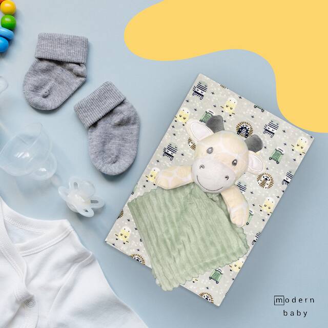 MODERN BABY Super Soft Baby Blanket Set with Lovey Toy Plush Blanket